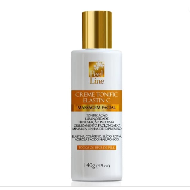 Creme massagem facial iluminador rejuvenescedor Tonific Elastin C Tonificante Peel Line