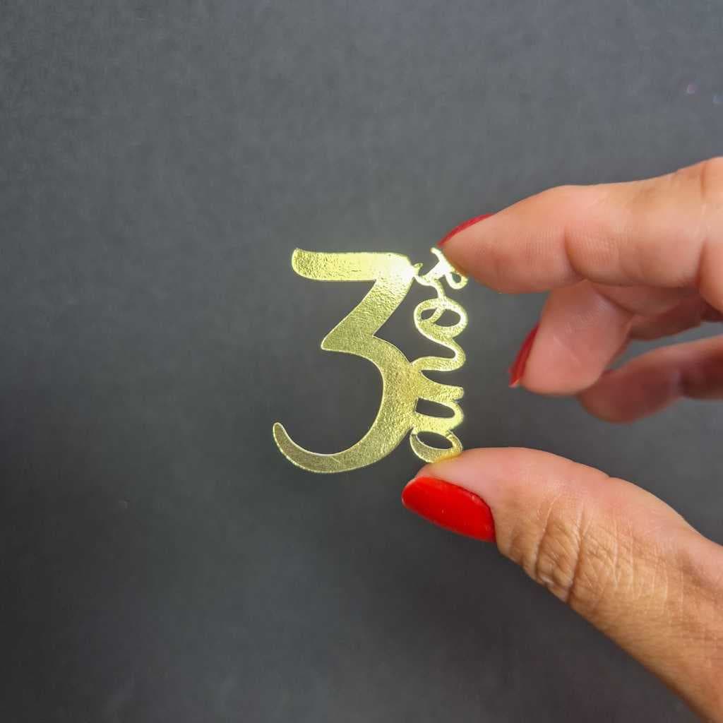 Aplique número 1 Tag personalizada Kit Tag Kit de decoração de aniversário lamicote dourado e prata - NÃO É ACRÍLICO