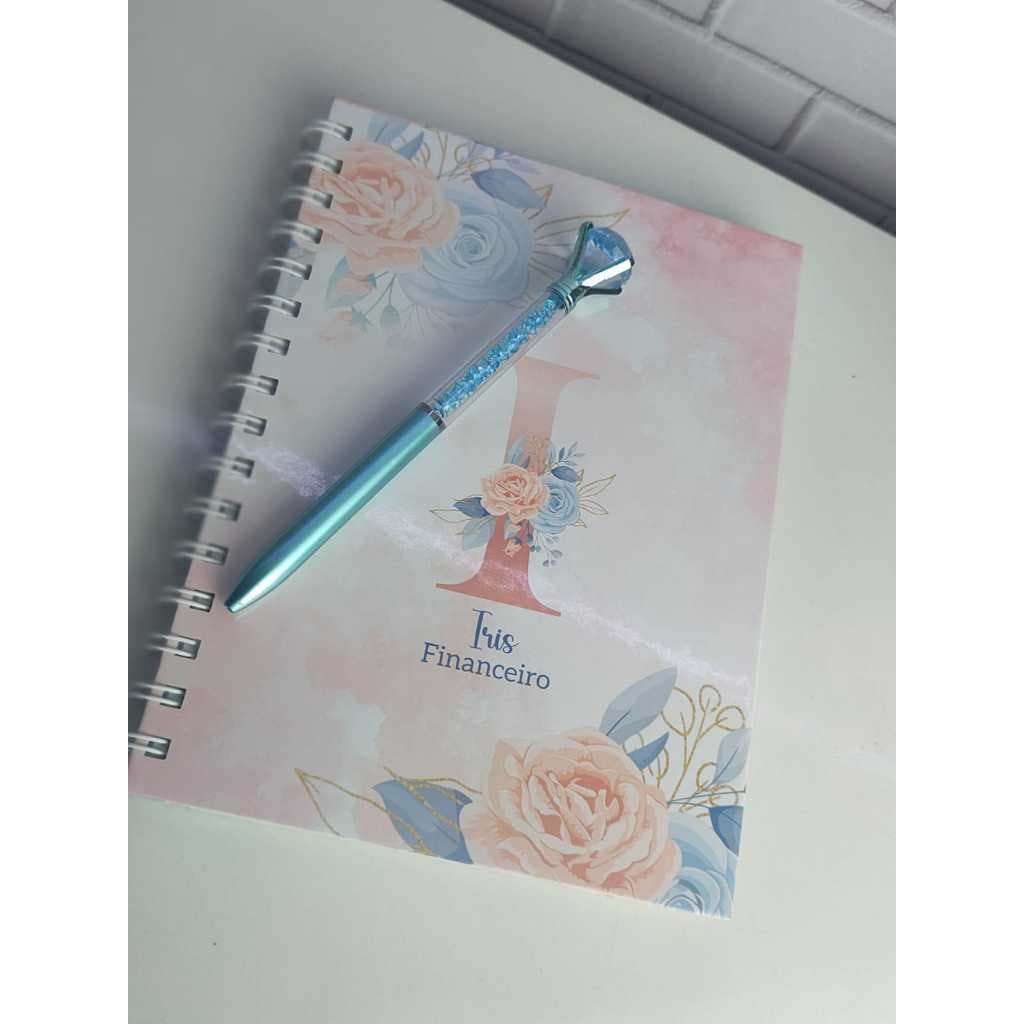 Caderno floral Rosa e Azul - VOLTA AS AULAS