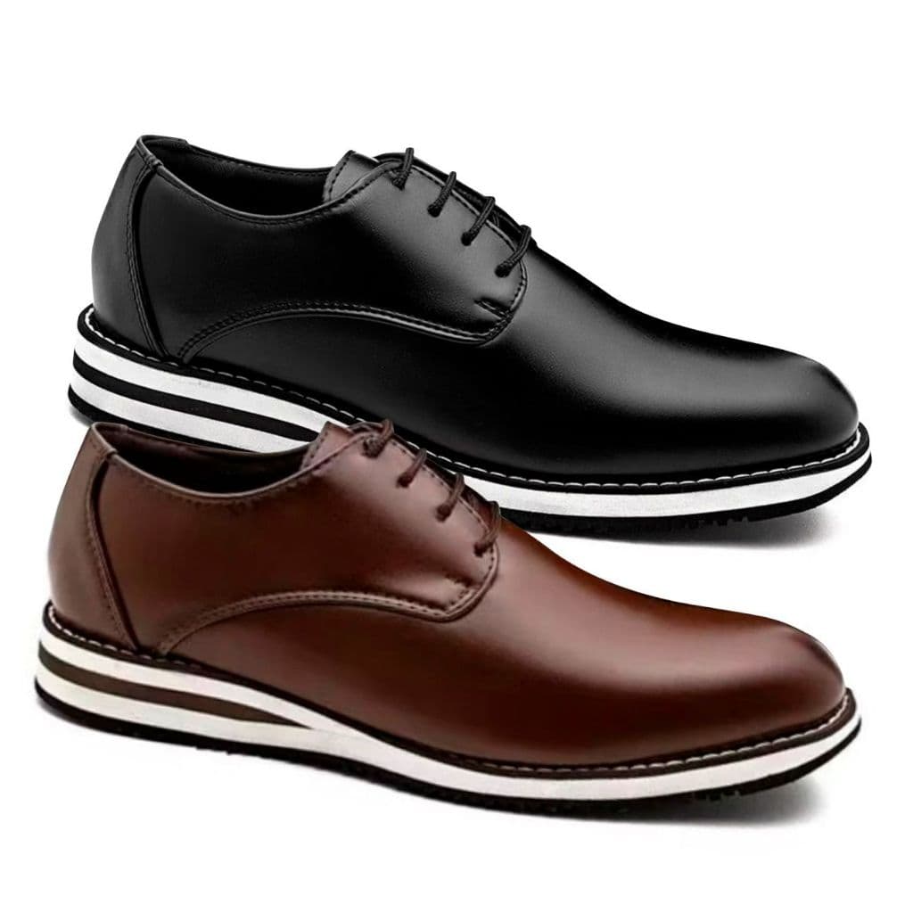 Kit 2 Pares de Sapato Social Masculino Oxford Derby de Couro Legitimo Macio Leve com Envio Imediato