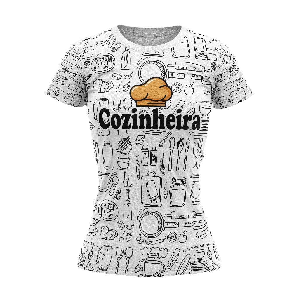 Camisa PROFISSÃO COZINHEIRA ESTAMPADA T-Shirt Blusa Casual Feminina Camiseta uniforme ESTAMPADA