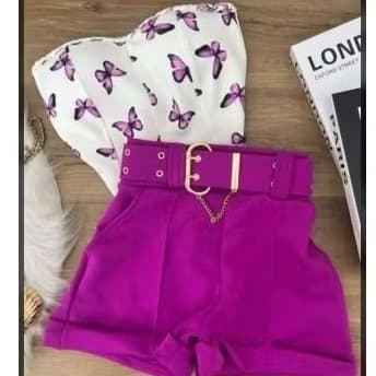 PROMOÇÃO  só hoje. tecido neoprene Shorts Cropedd+Cinto Veste Super Bem Confortável