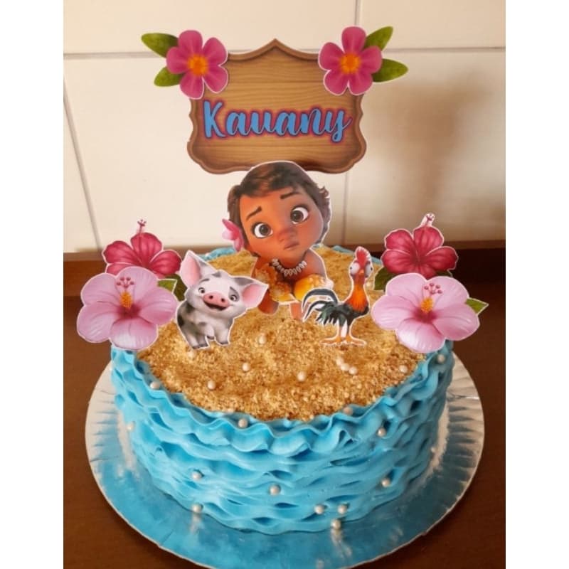 Topo Topper Bolo Moana Baby Personalizado