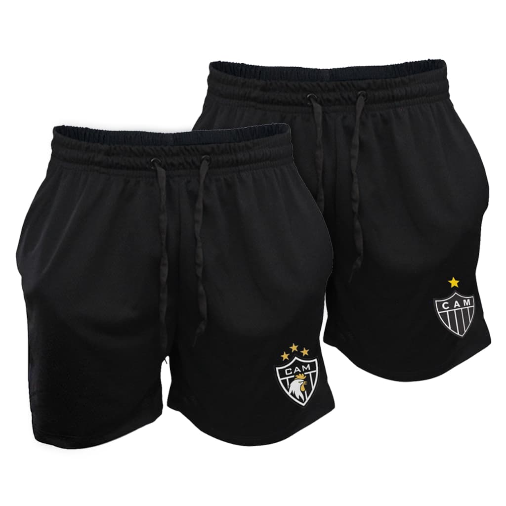 Kit 2 Shorts Bermuda Dryfit Atlético Mineiro Galo Futebol Treinos Academia