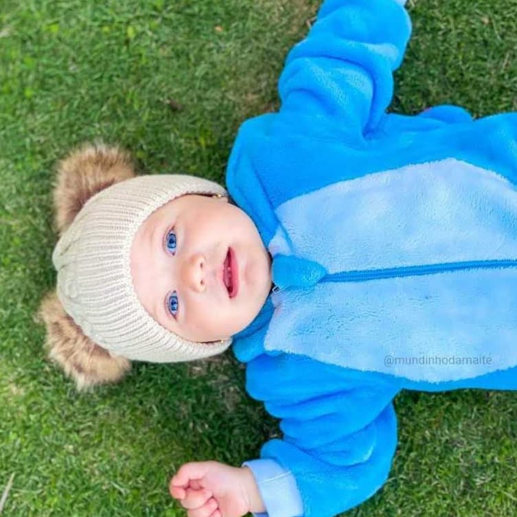 Touca lã com pompom infantil