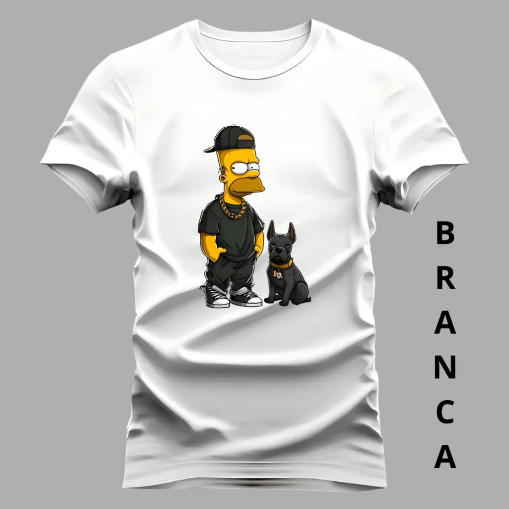 Camiseta Unissex Homer Style Com Dog Camisa 100% Algodão Blusa De Envio Imediato