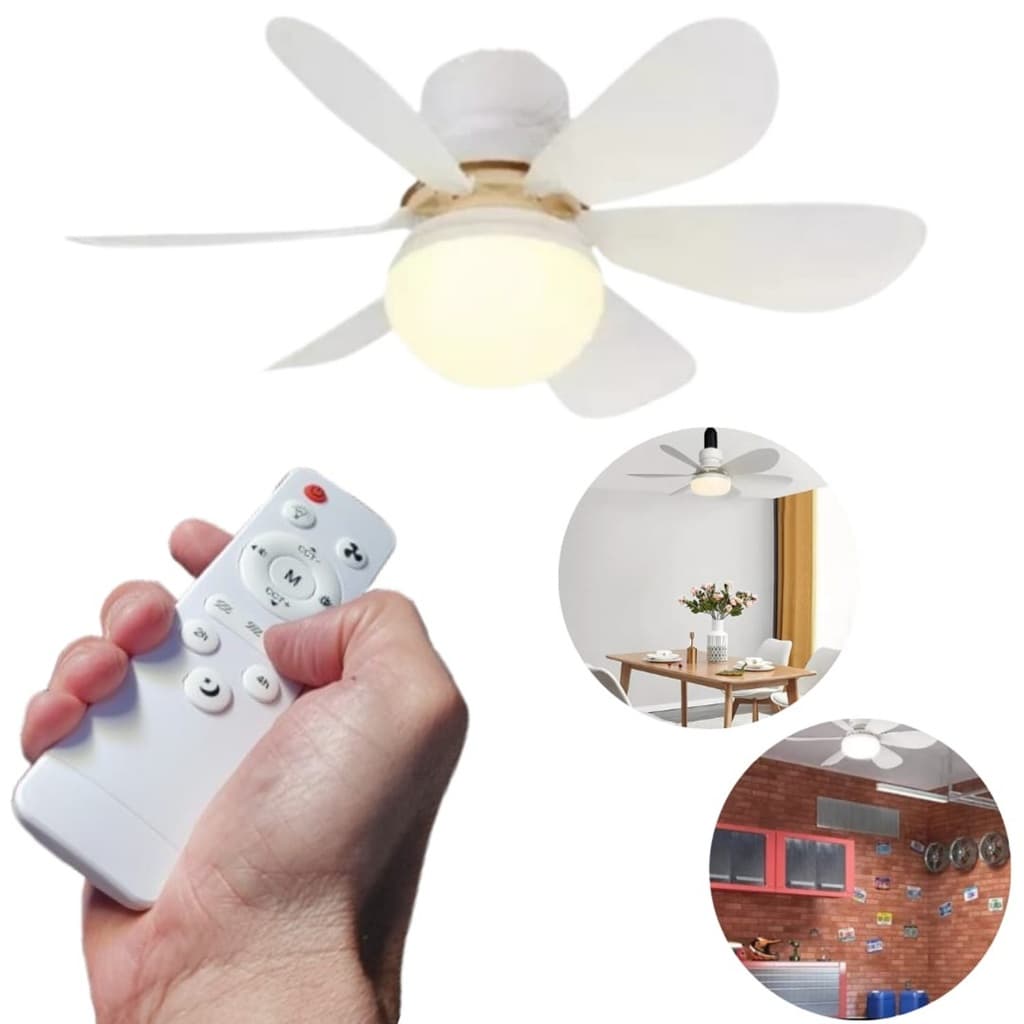 Ventilador Teto Com Lâmpada 60w Silencioso Controle Remoto