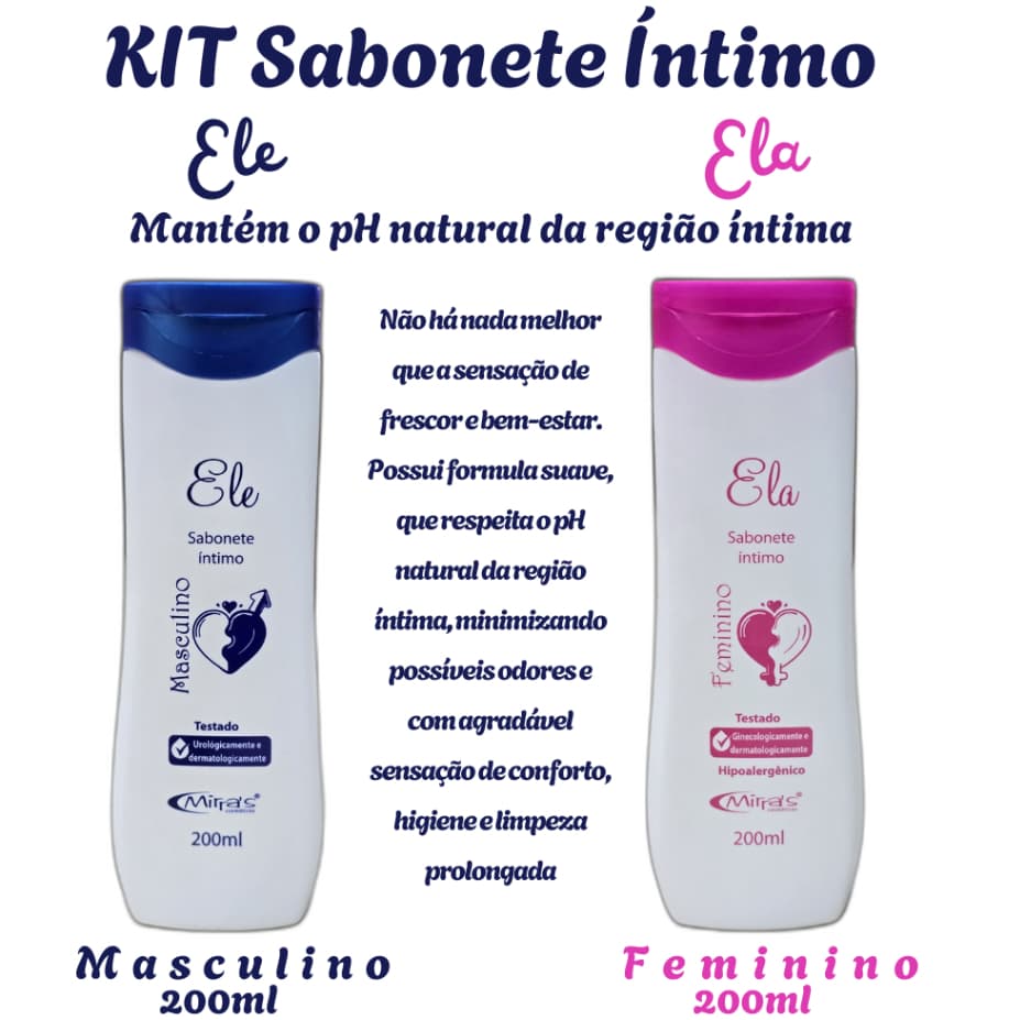 KIT Sabonete Liquido Intimo Ele & Ela Mirras - Par 400ml