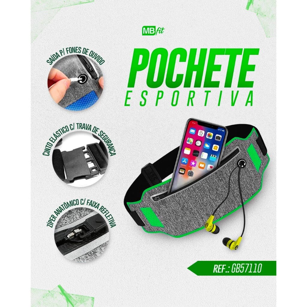 Pochete Esportiva Impermeável Slim Corrida Academia - com Saida Para Fone