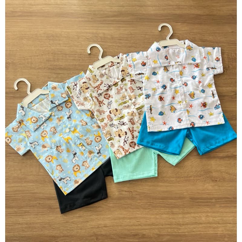 Roupa de Bebê Menino Kit com 3 conjuntos 6 a 12 meses Estampas Sortidas
