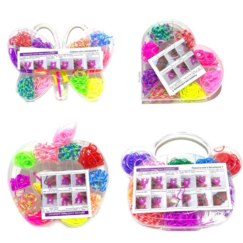 Kit de Pulseiras de Elástico com Formatos Variados