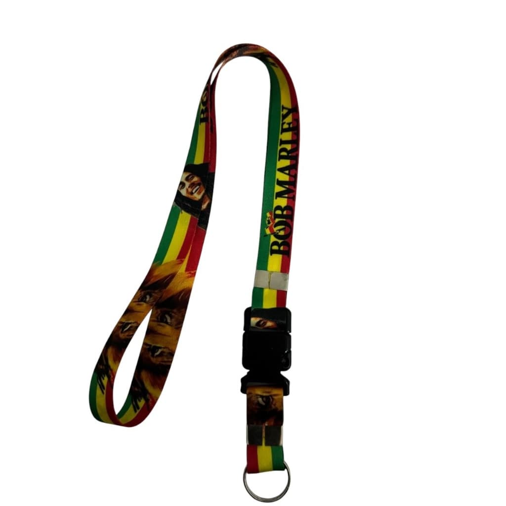 Cordão para pescoço Bob Marley chaveiro com engate rápido para moto, chaveiro ou crachá