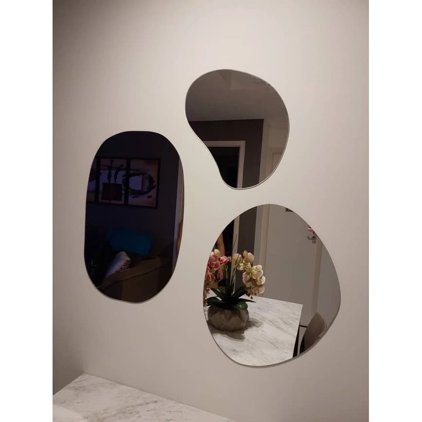 Kit 3 peças Espelho Orgânico Abstrato Futurista Promoção De Lançamento