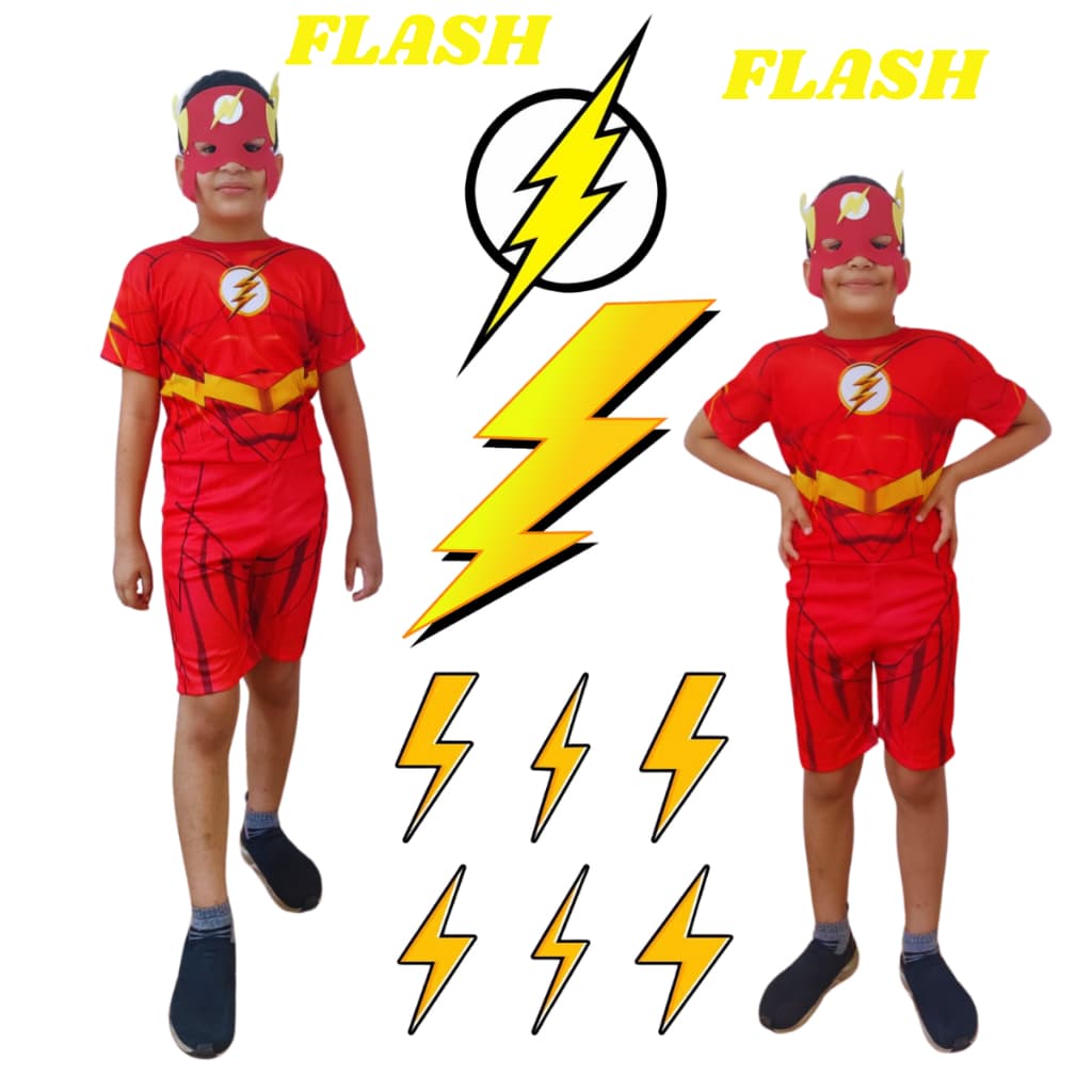Promoção Fantasia Temática Flash Infantil Masculina Heróis com Máscara em E.V.A