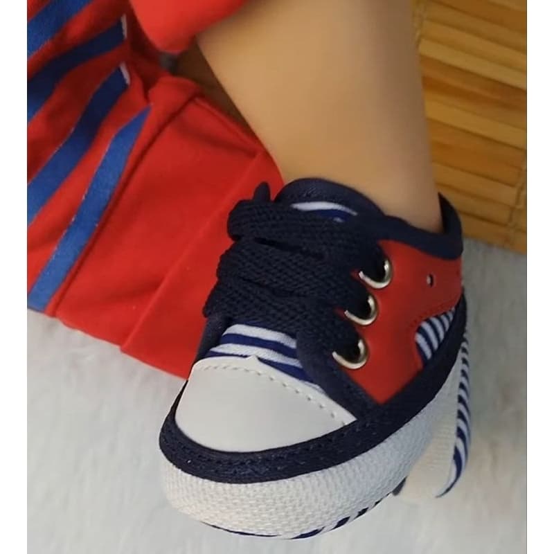 Sapatinho para bebê menino vermelho com azul marinheiro tênis bebe masculino sapato recem nascido calçado recem nascido