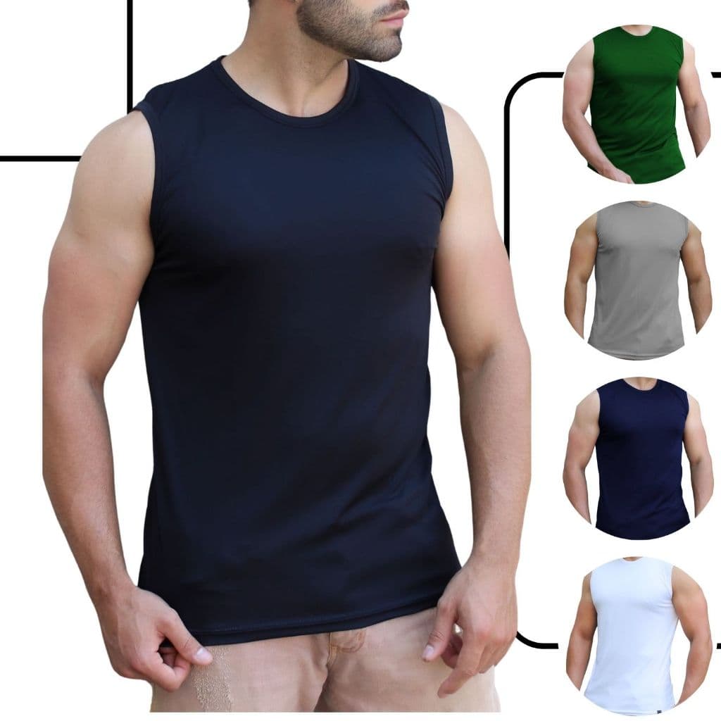 Camiseta Regata Básica Masculina Tecno Dry Academia Praia Casual