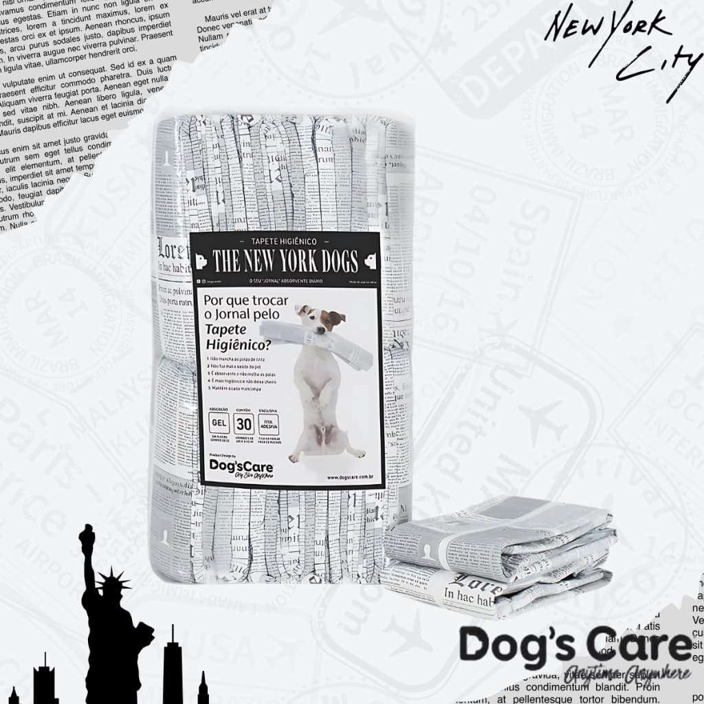 Tapete Higiênico 80x60cm Jornal The New York Dog's 30 Unids