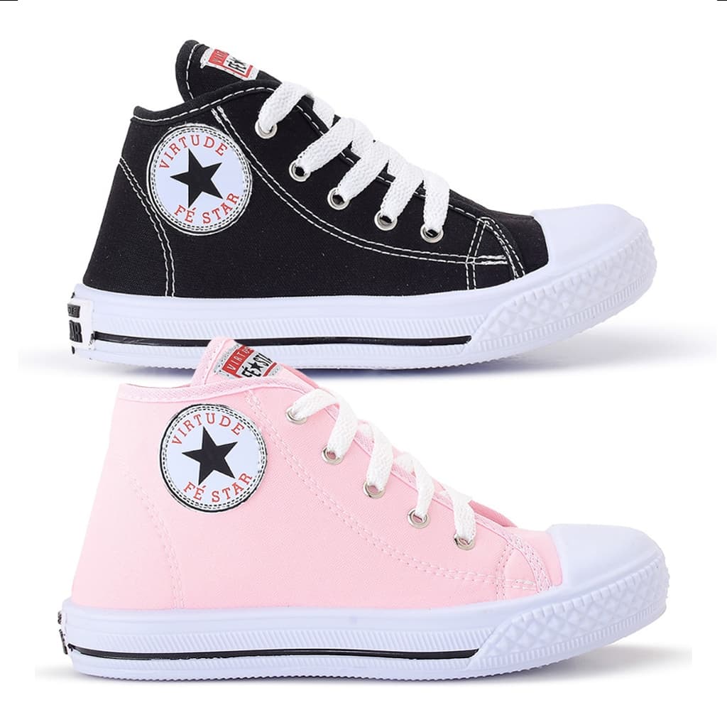 Kit 2 Pares Tênis Botinha Infantil Star Casual Menino e Menina Ótima Qualidade Confortável Promoção