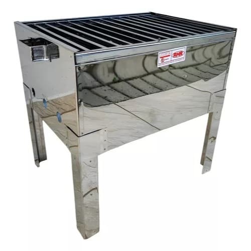 Churrasqueira Rhr Móvel Toda Em Inox Grelha 40 X 30 Cm