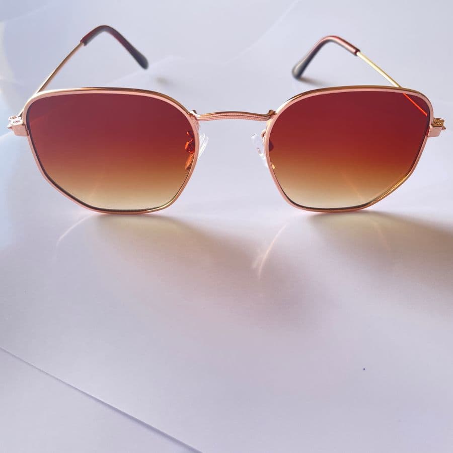 Óculos de Sol Feminino e Masculino Hexagonal em Metal óculos de sol Promoção ！