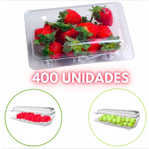 Embalagem Para Frutas e Legumes com Tampa Articulada 400 Unidades – Morango, Tomatinho e Legumes N35