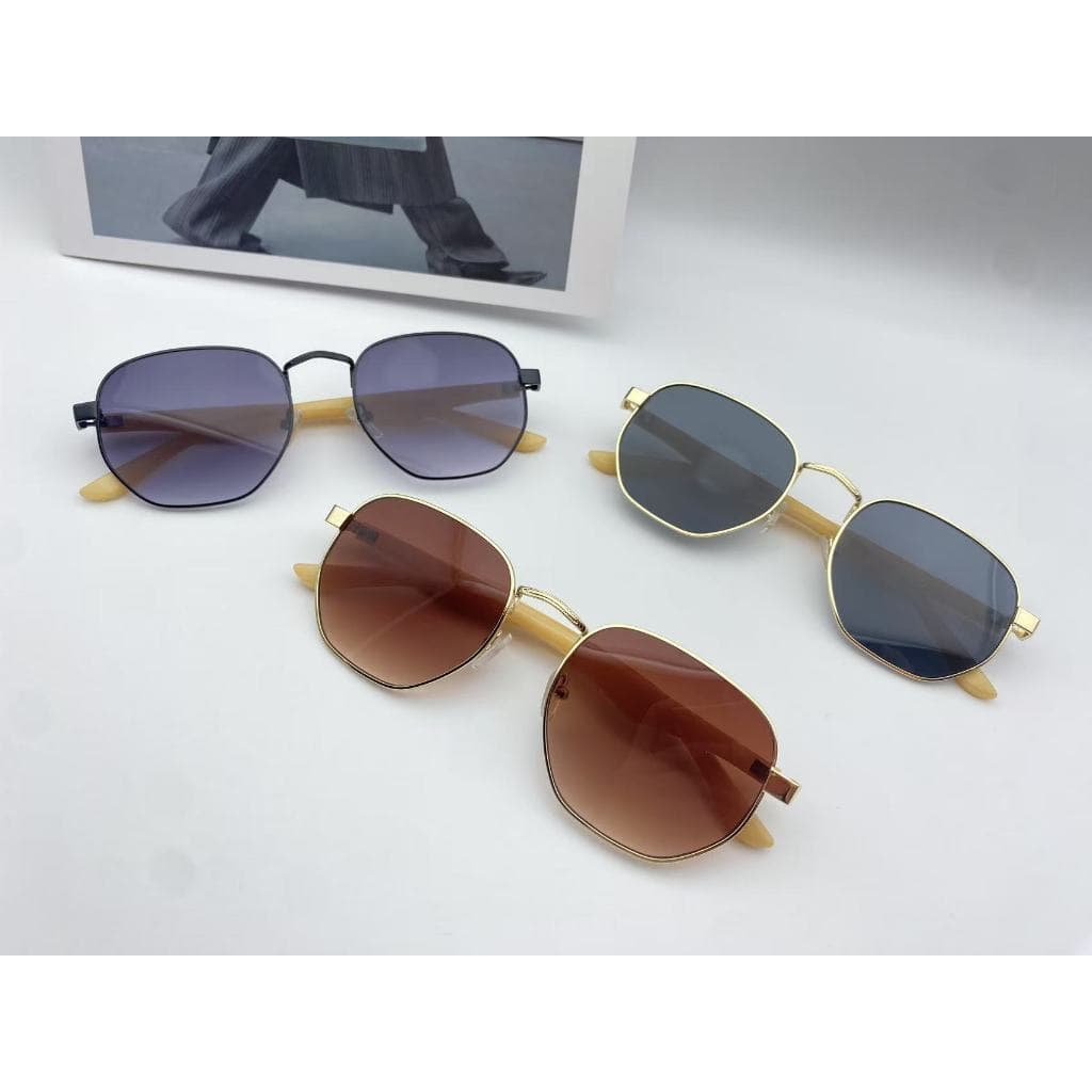 Óculos de sol com textura de madeira e metal para homens e mulheres UV400