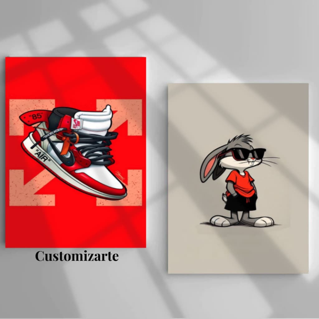 Kit 2 Quadros Decoração/Casa Escritório/Quarto/loja/Tenis Sneakers, MDF 20x28