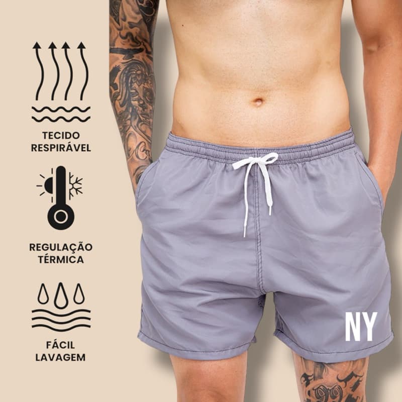 Short Praia New York Bermuda Tactel Tecido Leve Moda Ver茫o