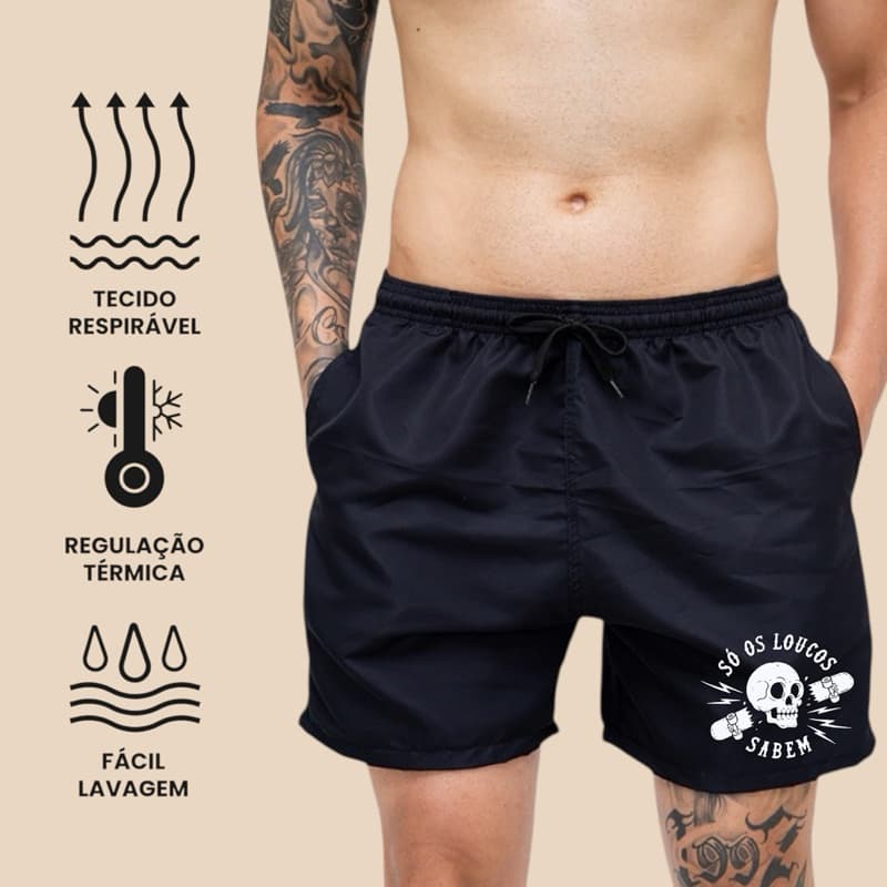 Bermuda Praia Curto Short Tactel Slim Treino Mauricinho Confortável com Estampa