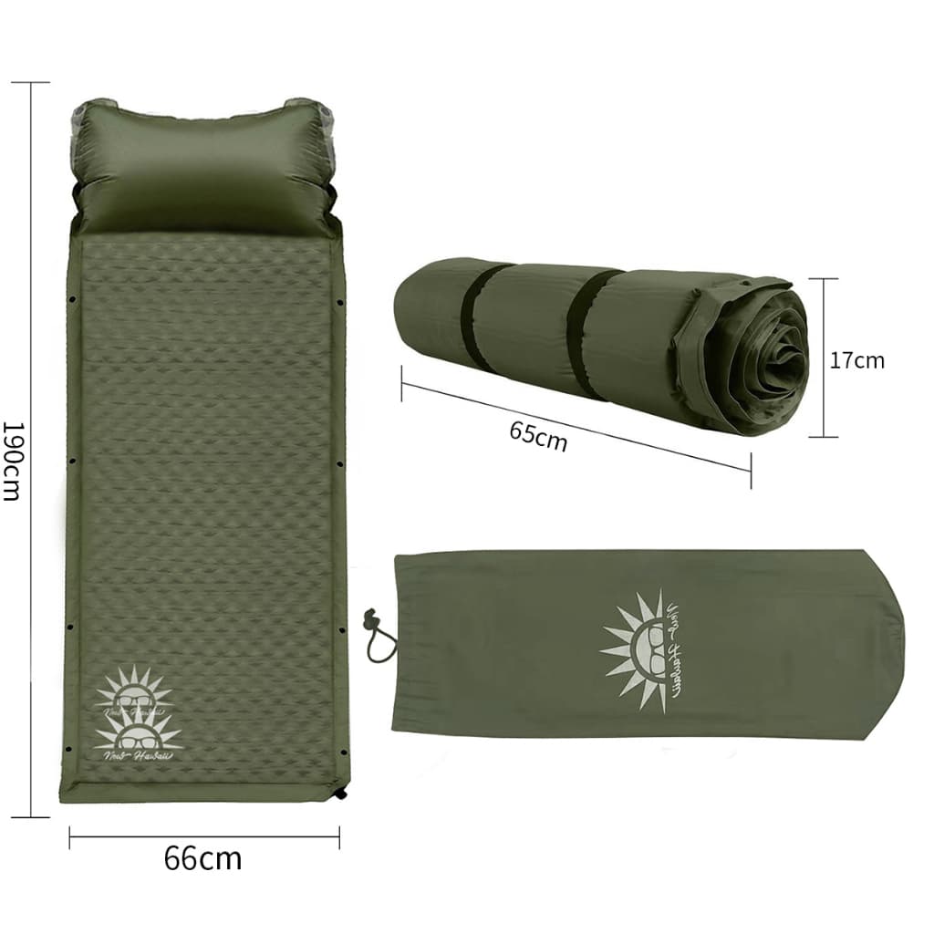 Colchonete Auto Inflável Ao Ar Livre Com Almofada Travesseiro, Auto-Rebounding,Impermeavel 190*66cm