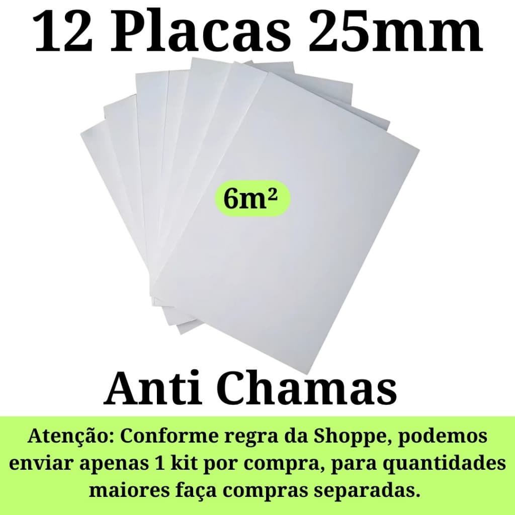 Kit de  12 Placas de Isopor Antichamas e  Isolamento Termico  e Acustico 1000x500x25mm (2,5cm) F1 T1