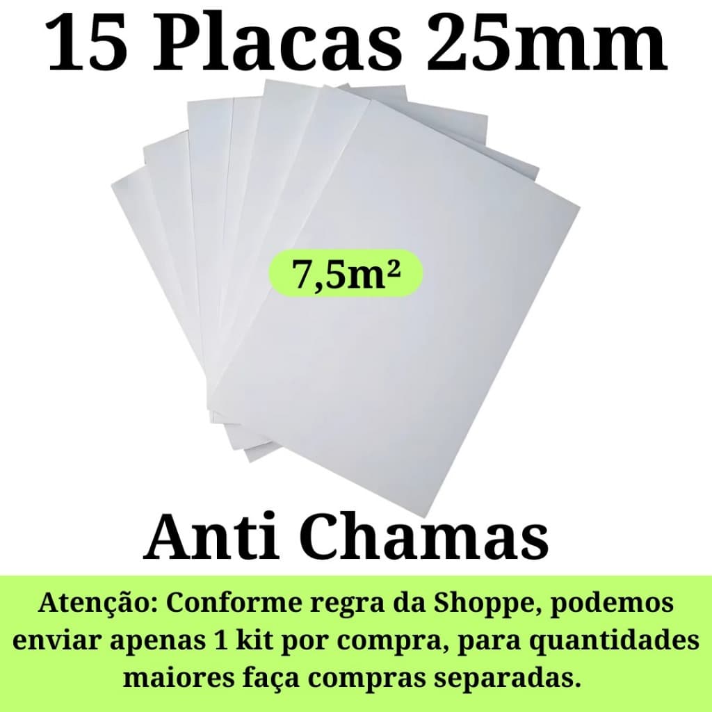 Kit de  15 Placas de Isopor Antichamas e  Isolamento Termico  e Acustico 1000x500x25mm (2,5cm) F1 T1