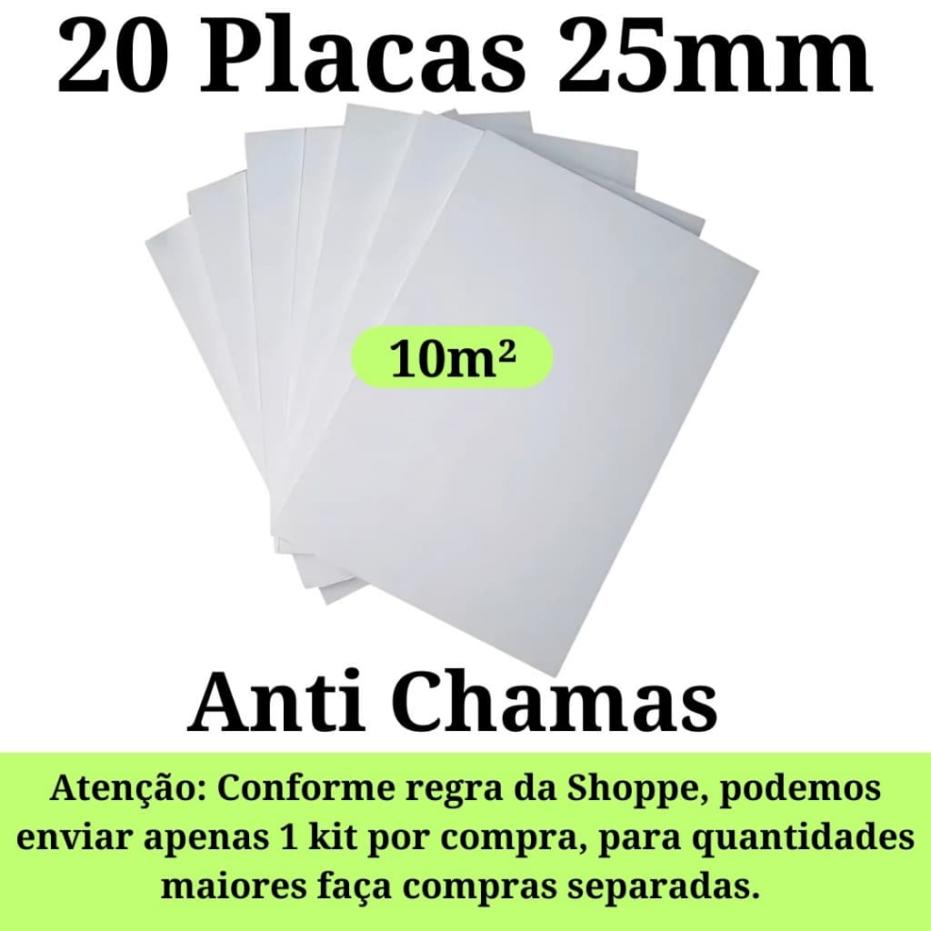 Kit de  20 Placas de Isopor Antichamas e  Isolamento Termico  e Acustico 1000x500x25mm (2,5cm) F1 T1