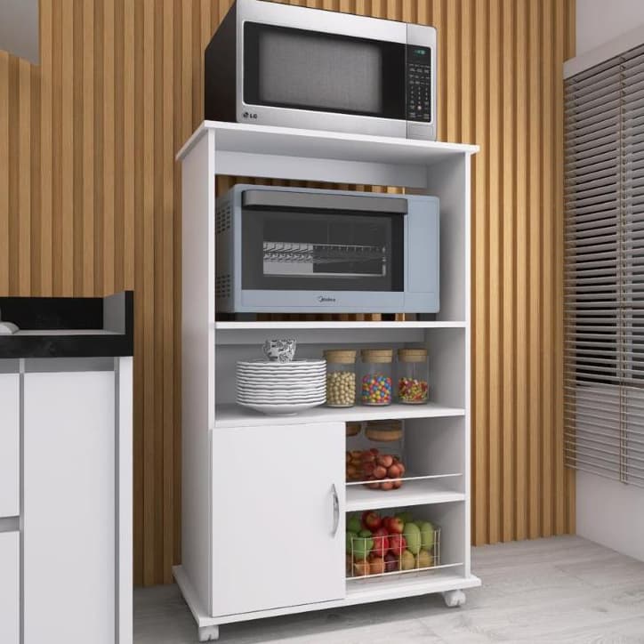 Fruteira Balcão Multiuso Forno Suporte para Microondas e Rodinhas