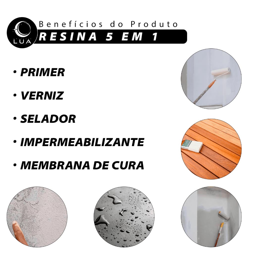 Lua Revestimentos Resina Impermeabilizante 800Ml 3,6L|Rendimento Imbatível Secagem Aplicação Rápida.