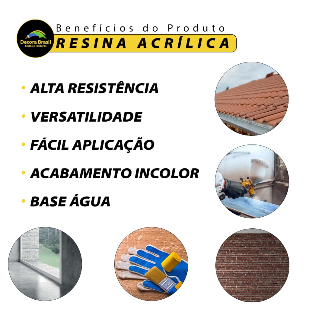 Resina 14Litros Decora Brasil Incolor Resistente a UV Rende até 40M² Fácil Aplicação Secagem Rápida.