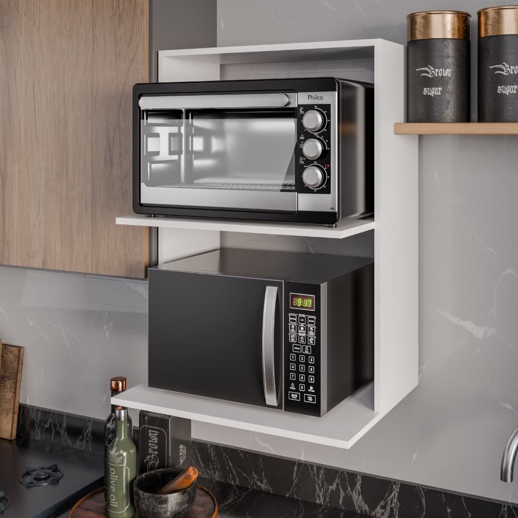 Suporte Aéreo Forno e Microondas Malu Branco - Mercado dos Móveis