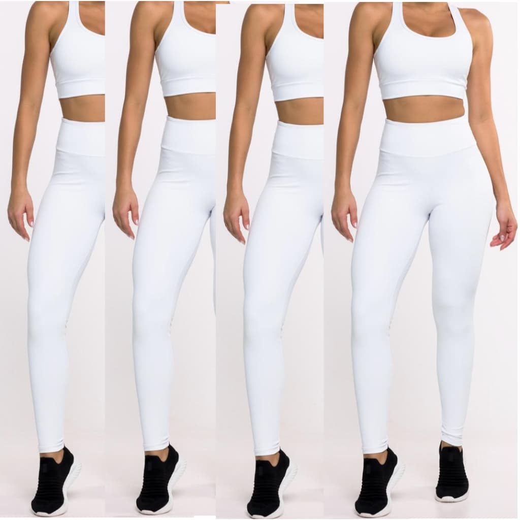 Kit Com 4 Calças Leggings Brancas De Otima Qualidade Envio Imediato