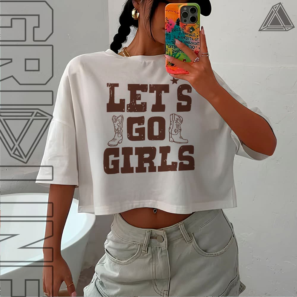 Cropped Feminino Top Chique OVERSIZED Moda Country Lest Go Girl Estilosa Arte Exclusiva