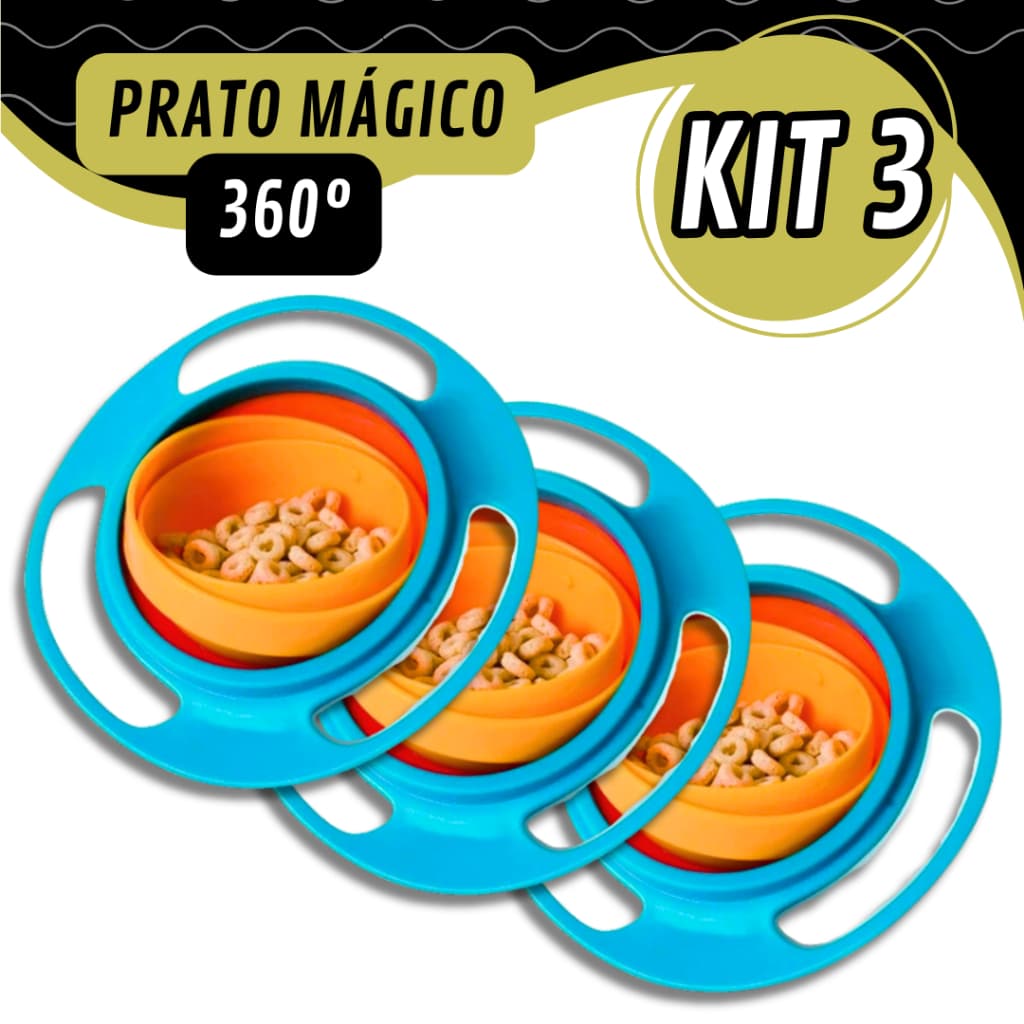 Prato Mágico Infantil 360° Não Derruba Comida Ideal Para Introdução Alimentar Do Bebê Livre de BPA Cozinha