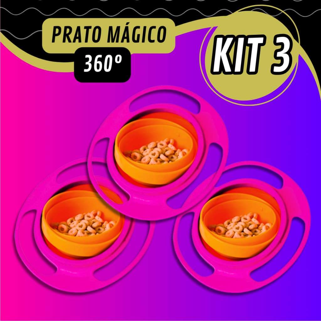 Prato Mágico 360º Graus Bowl Infantil De Plástico Para Bebês Nenês e Crianças Anti-Queda De Comida