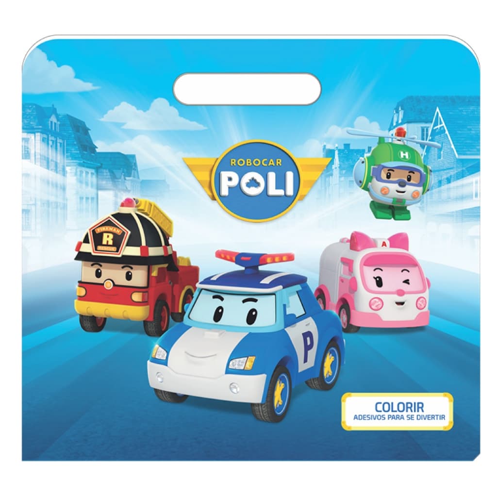 Livro de colorir com adesivos Robocar Poli