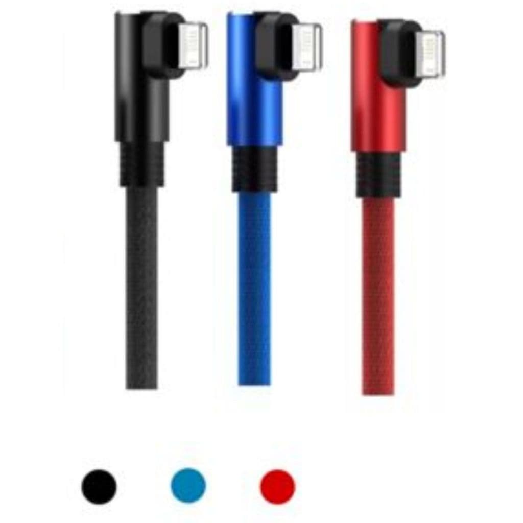 Kit com 3 Cabos de dados Lightning IOS 90° Trançado 1 Metro INOVA CORES ALEATORIAS