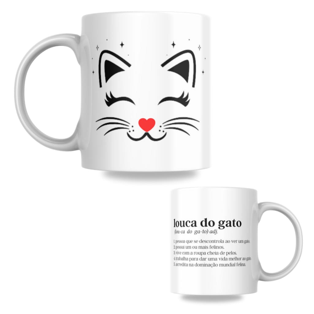 Caneca Personalizada Gatinho - Louca dos Gatos - 325ml - Presente Ideal e Criativo