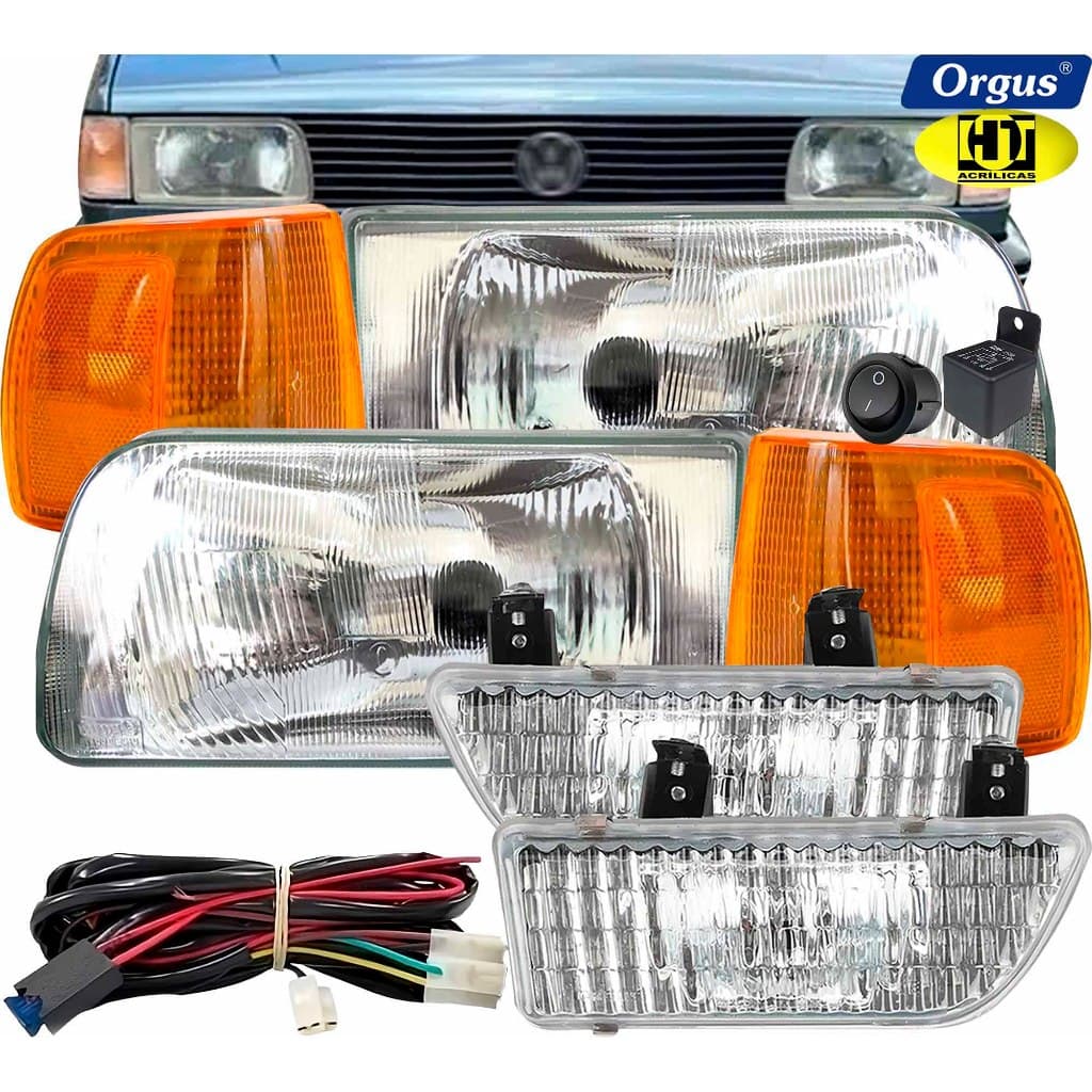 Farol Gol 91 92 93 94 95 96 97 Farol de Milha Completo Farol de Vidro Cibié Seta Âmbar