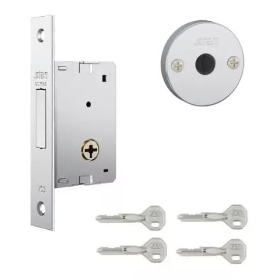 Fechadura Auxiliar Stam 1001 Par/Única Para Portas Com 4 Chaves Tetra Serralheiro Stam Cor Inox