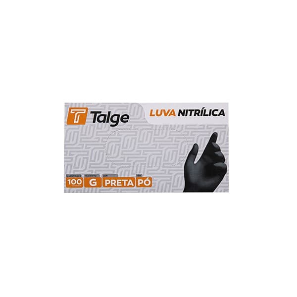 Luva Nitrílica | Preta | Sem Pó C/ 100 Unidades