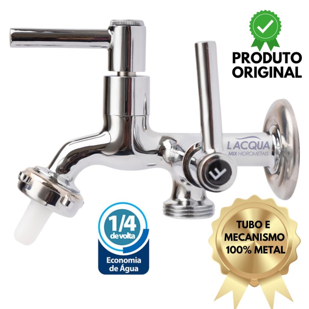 Torneira Máquina Lavar Roupas Tanque 100% METAL Lacqua