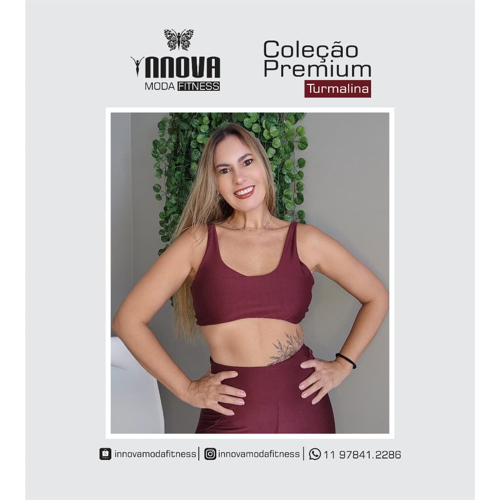 Conjunto Fitness Legging  + Top Poliamida  Linha Premium Turmalina Moda Fitness