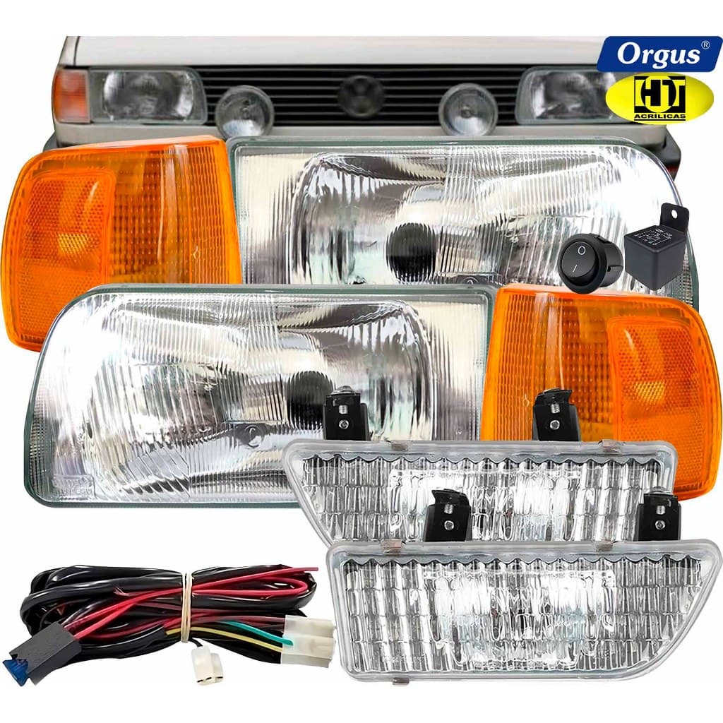 Farol Gol 91 92 93 94 95 96 97 Farol de Milha Completo Farol de Vidro Cibié Seta Âmbar